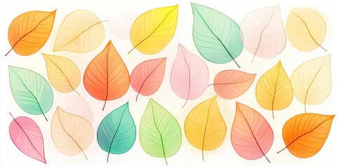 Colorful autumn leaves abstract illustration pattern. Decorative foliage and nature in a vibrant background. Abstract botanical texture, seasonal design, artistic wallpaper, modern decorative