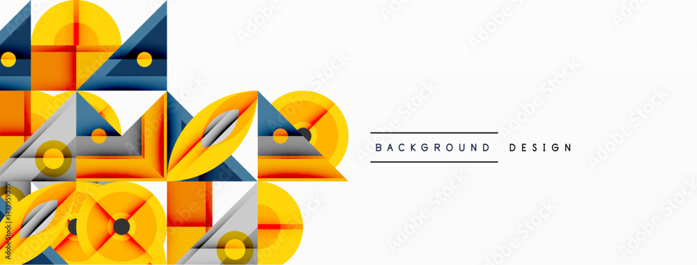 Aufkleber Abstract geometric pattern. Bright colors, shapes overlap creating dynamic visual effect. Modern design element for backgrounds.