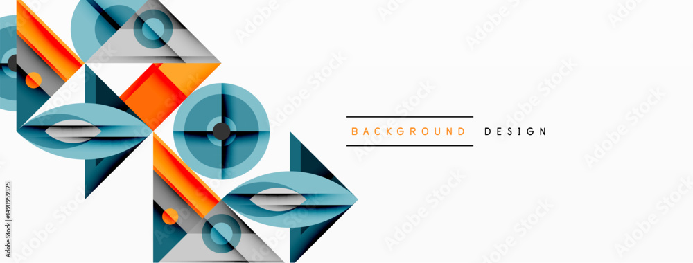 Poster abstract geometric shapes, orange, blue, gray. modern design elements create dynamic visual texture.