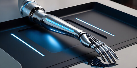 Metallic Robotic Arm Showcasing Modern Automation Technology

