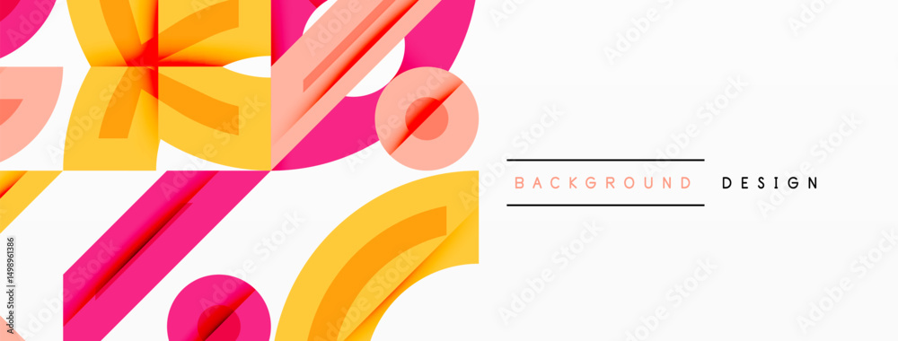 Aufkleber Abstract geometric shapes overlap, creating vibrant colorful background. Modern design elements suggest dynamic composition.