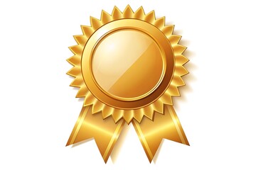 Gold colored award with a ribbon