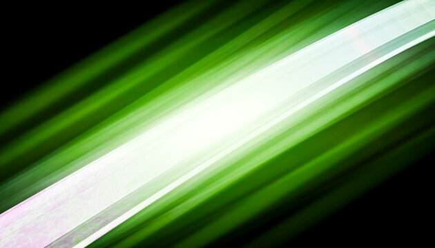 Abstract green and white glowing curves with a dark background