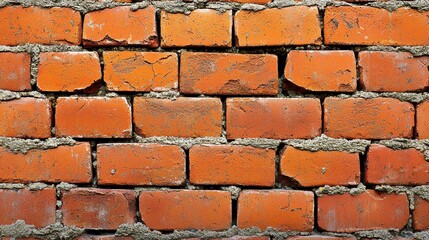 Obraz premium Weathered Orange Brick Wall with Cracks and Rough Texture Detail