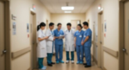 Obraz premium Medical Staff Discussing in Hospital Hallway