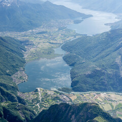 Mezzola lake aerial, Italy