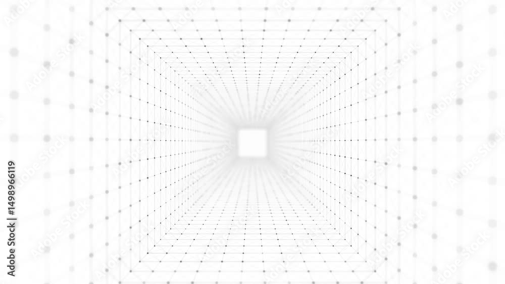Poster abstract dynamic particle flow in cyberspace. futuristic 3d portal on white background. digital tech