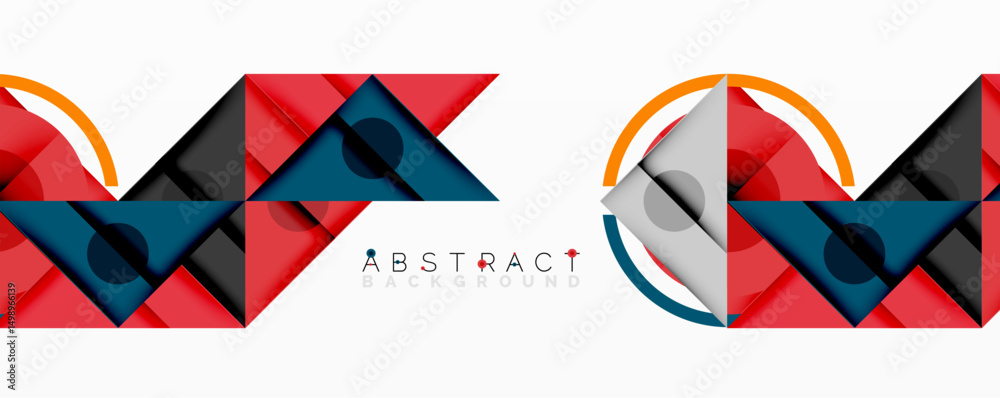 Leinwandbilder geometric shapes create vibrant pattern. red, teal, black colors dominate design. modern abstract ba