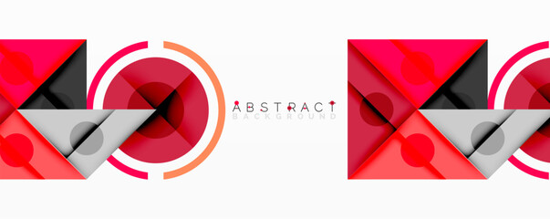 Abstract geometric shapes, red circles, gray triangles. Minimalist design, modern background, clean composition. Simple, elegant.