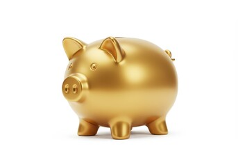 Obraz premium 3D Illustration of Golden piggy bank isolated on white background representing savings