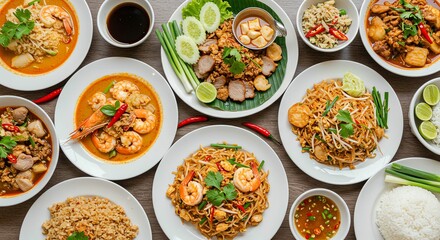 Thai Dishes Assortment on Table