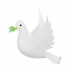 white dove on white background icon 3D