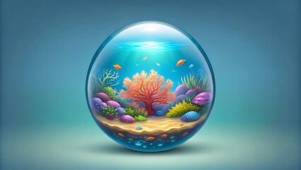 Enchanted Underwater World in a Glass Orb Vibrant Coral Reef Ecosystem Miniature