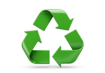 Obraz premium 3D Illustration of Green recycling symbol isolated on white background