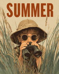 A cool-toned banner featuring a curious child in a whimsical, dreamlike setting with gentle tones and details
