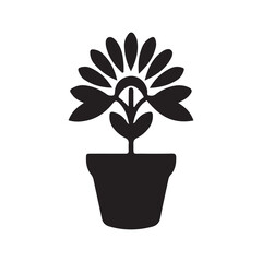 flower in pot icon vector