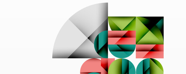 Obraz premium Abstract geometric shapes overlap, creating colorful composition. Gradients suggest depth, light interplay. Minimalist design, modern aesthetic.