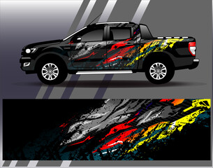 Car wrap design vector. Graphic abstract stripe racing background designs for vehicle, rally, race, adventure and car racing livery