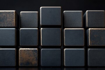 Minimalist 3D Black Cubes on a Dark Background, Abstract Geometric Design, Modern Monochrome Concept