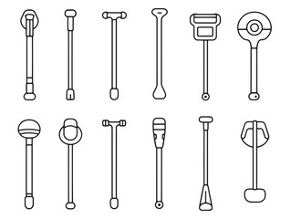 Clean crutch line art symbol for disability assistance
