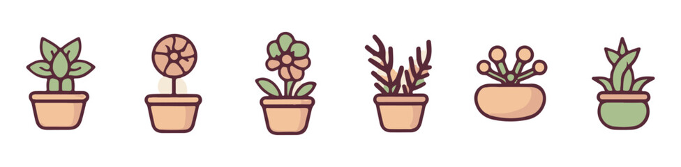 Vector illustration of a plant pot icon. House plant pot icon