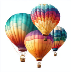 Fototapeta premium Colorful Hot Air Balloons in the Sky , isolated on white background png
