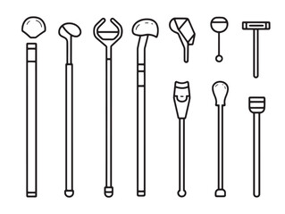 Crutch line art simple elegant medical support vector