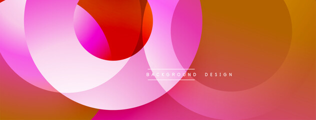 Abstract circles overlap, creating vibrant gradients. Warm colors dominate design, suggesting modern aesthetic. Smooth transitions present dynamic visual experience.