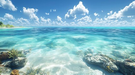 Soft clouds floating over blue ocean high resolution picture