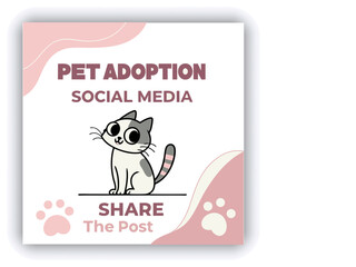 Adopt, don't shop! Creative square banner template. Naive illustration with young woman, who hugging her adopted dog with big heart on background. Flat style. Kawaii clip art with french bulldog.