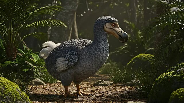 Dodo Bird in Lush Green Tropical Forest