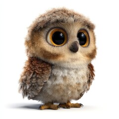 Naklejka premium Adorable Baby Owl Cute Cartoon Owl Illustration Perfect for Children's Books Websites and More