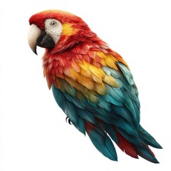 Fototapeta premium Vibrant Scarlet Macaw Parrot Detailed Feather Texture Wildlife Bird