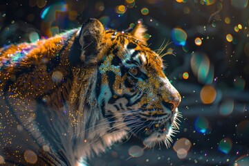 Plakat Glitter tiger photo wildlife animal mammal.
