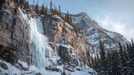 Winter waterfall mountain landscape