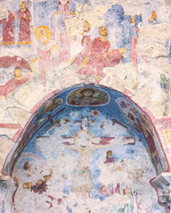  Ancient frescoes on St. Nicholas Church wall in Demre, Myra, Turkey showcasing religious history...