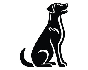 Vector black silhouette of a dog isolated on a white background.