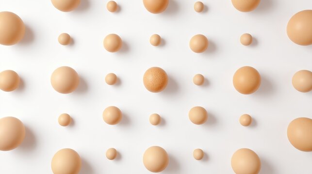 Fresh brown eggs in a circular pattern on white, symbolizing simplicity and natural harmony.