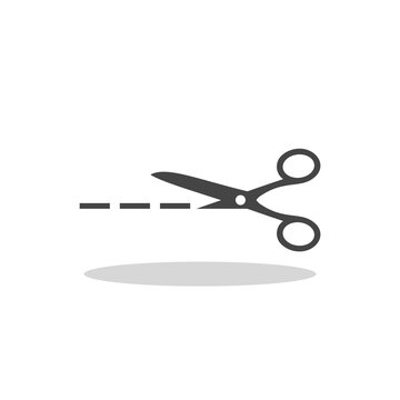 recommend clip art: Scissors cut lines icon with shadow