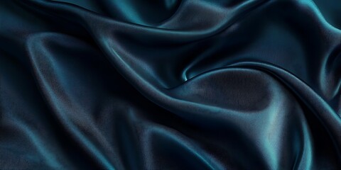 Fototapeta premium Black deep dark blue green petrol grey background. Silk satin fabric. Luxury elegant beauty premium rich. Shiny glitter shimmer silky. Drapery fold crease. Christmas birthday festive