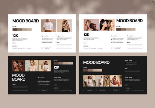 Minimal Mood Board For Fashion Black And White Template