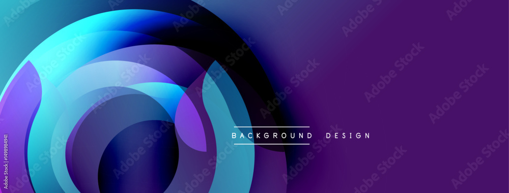 Aufkleber Abstract flowing layers, blue purple hues. Modern design element, dynamic composition. Gradient effect creates depth, visual interest.