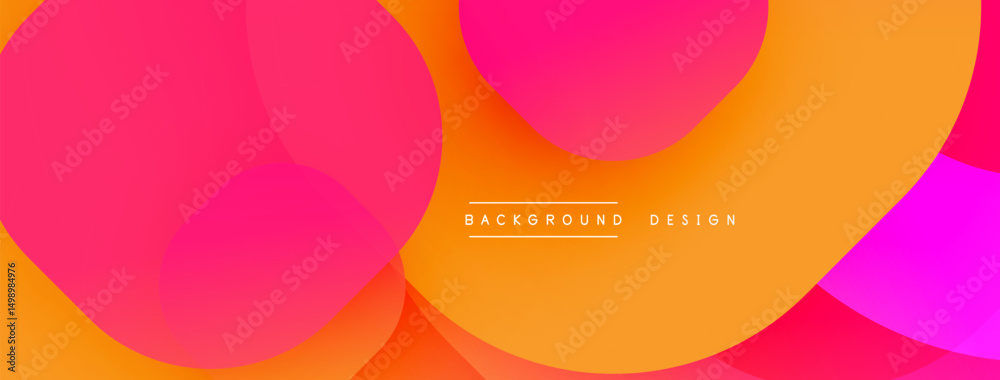 Poster Vibrant abstract background. Overlapping circles create dynamic color gradients, pinks, oranges dominate composition. Modern design element.
