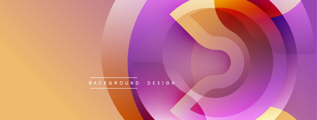Abstract circles overlap creating vibrant gradient background. Peach, purple, orange hues dominate design. Modern aesthetic.