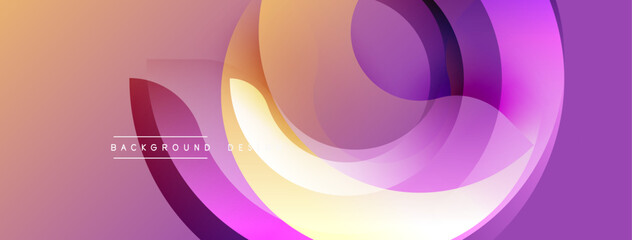 Abstract design features overlapping circles, gradients. Warm tones dominate, creating modern visual effect. Text reads background design.