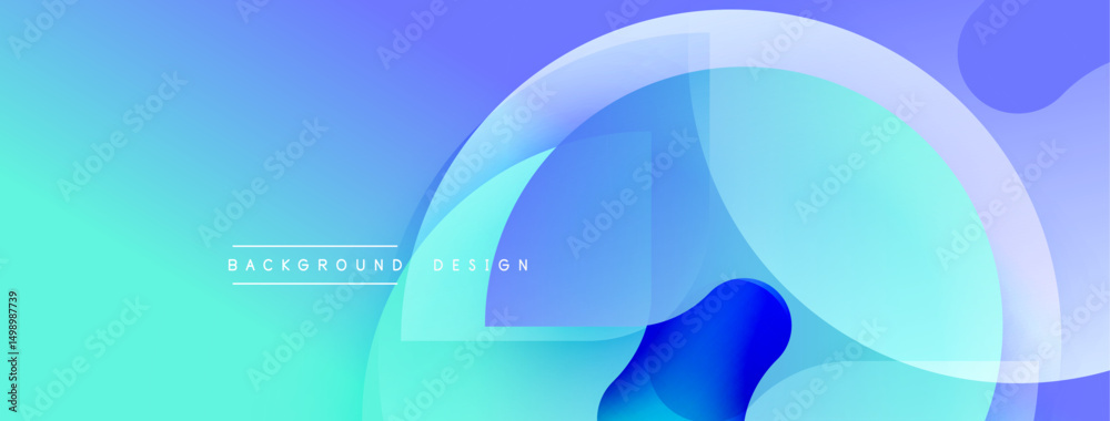 Poster Abstract background features flowing shapes, blue hues, gradient transitions. Modern design element for digital projects.