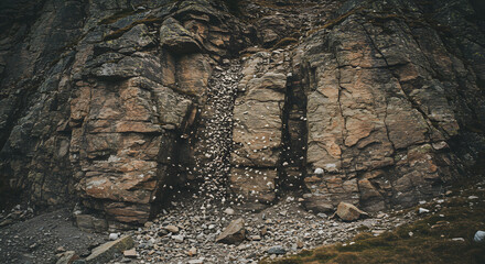 Rock Wall with Scattered Stones
