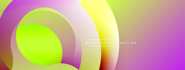 Abstract colorful gradients form overlapping circles. Bright pink, yellow, green hues blend smoothly creating dynamic visual effect.
