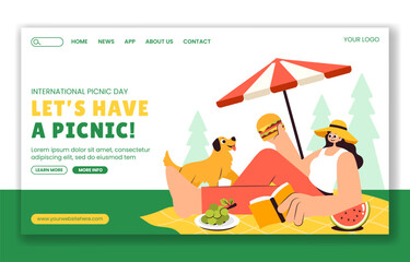 Social Media Landing Page Hand Drawn Flat Illustration for Celebrating International Picnic Day