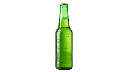 vibrant Green bottle of beer isolated on transparent background